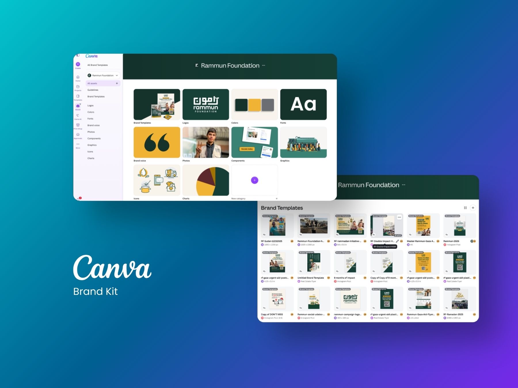 Canva brand kit and templates, Rammun Foundation