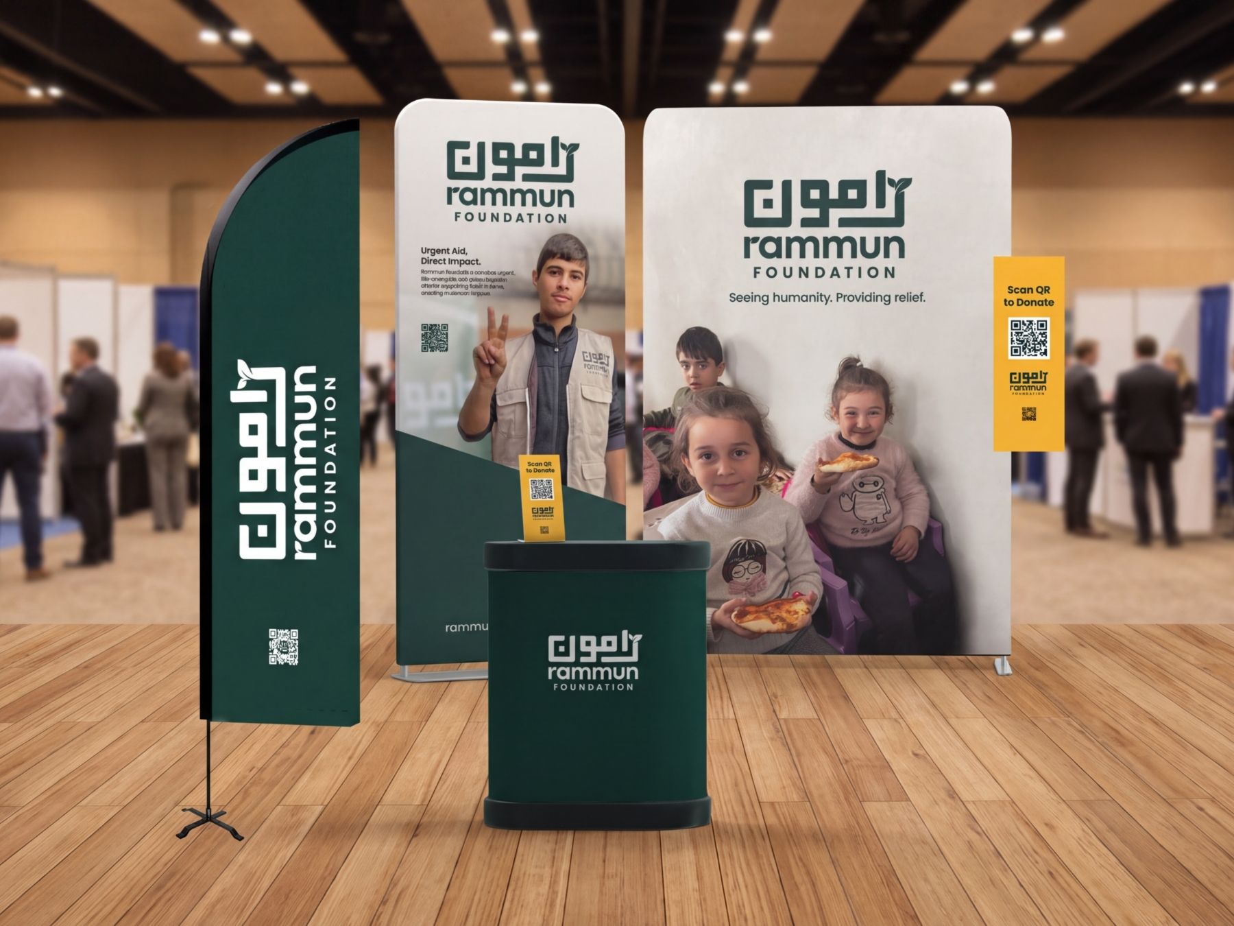 Event booth and banners, Rammun Foundation